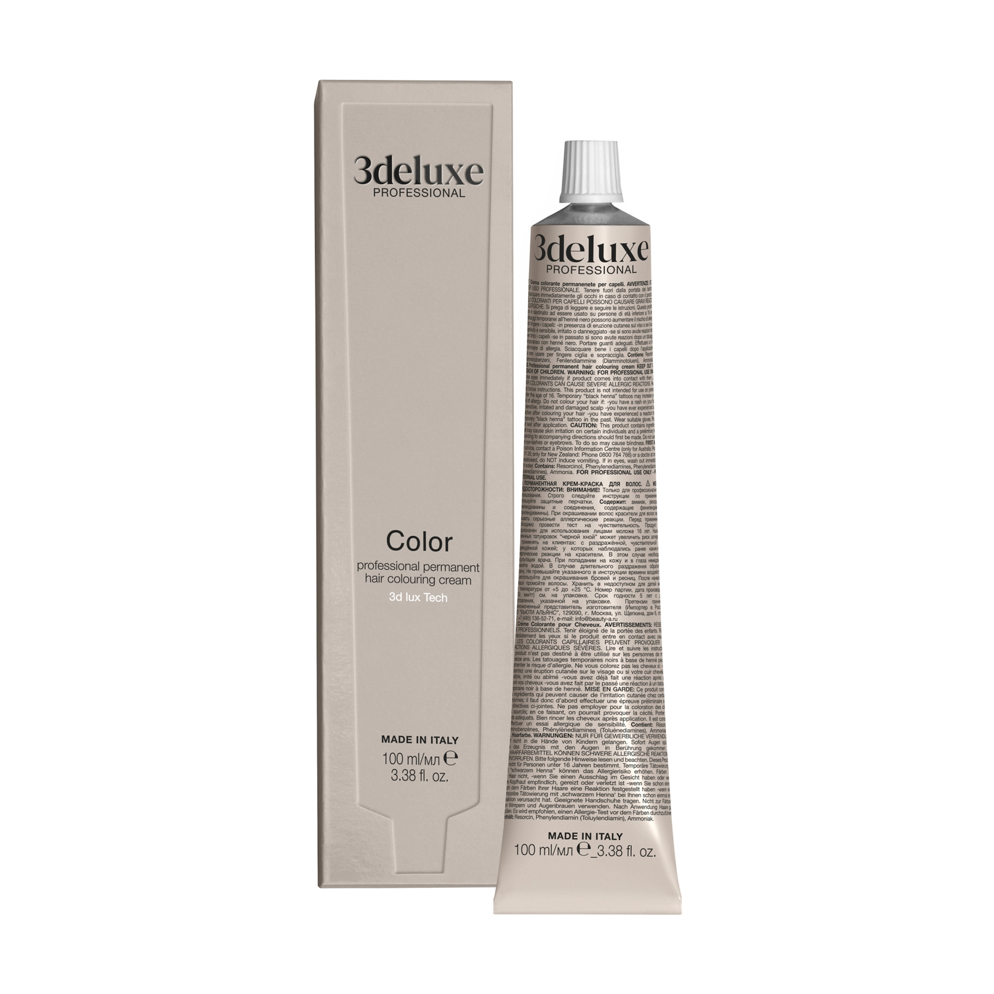 Перманентна крем-фарба для волосся 3DeLuXe Tech Hair Colouring Cream 4.12 Ash Irisee Brown, 100 мл